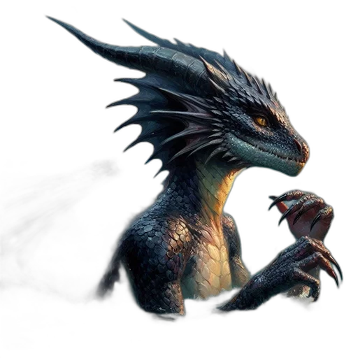 dragon, creature, animal, staff, fantasy art, concept art, 3d render, pixel art transparent PNG cut-out