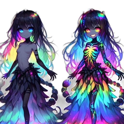 dress, concept art, fantasy art, pixel art, anime, neon lights, neon, dark transparent PNG cut-out