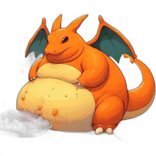 dragon, food, creature, animal, concept art, fantasy art, pixel art, oversized transparent PNG cut-out