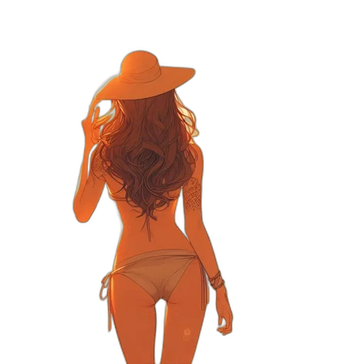 hat, dress, staff, hair, 3d render, photorealistic, concept art, beach transparent PNG cut-out