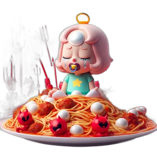food, concept art, 3d render, pixel art, fire, animated, character, pinkish transparent PNG cut-out