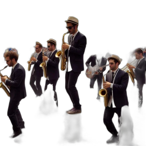 staff, concept art, 3d render, city street, musicians, perform, urban, location transparent PNG cut-out