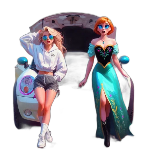dress, concept art, 3d render, fantasy art, comic book art, outer space, underwater, neon lights transparent PNG cut-out