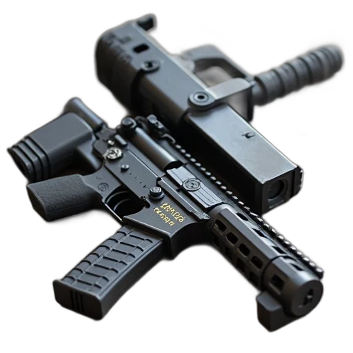 weapon, 3d render, pixel art, upper, gun, follower, lever, assembly transparent PNG cut-out
