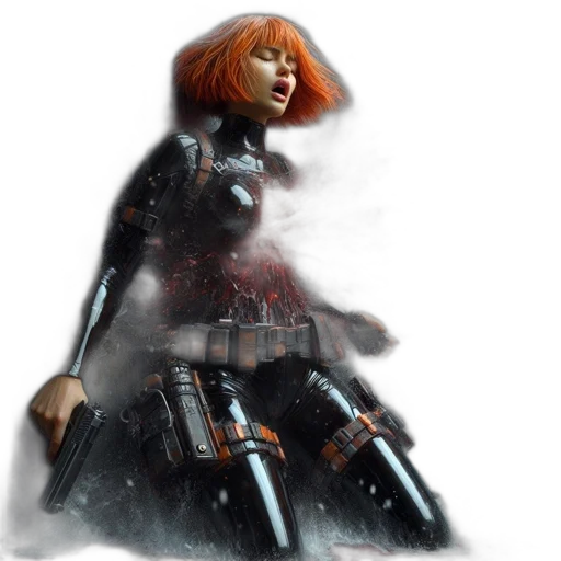 weapon, concept art, fantasy art, cyberpunk, 3d render, woman, armored, suit transparent PNG cut-out