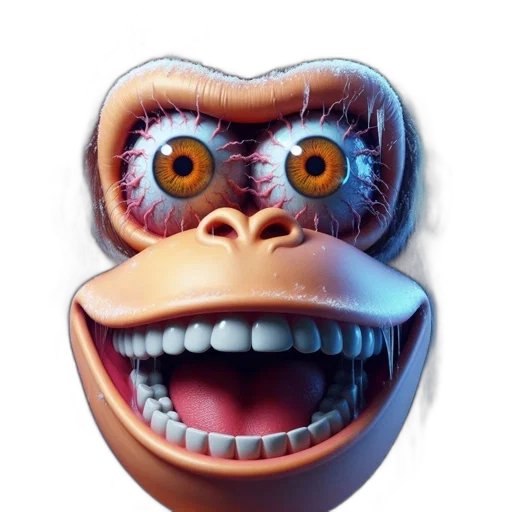 face, creature, animal, mask, 3d render, concept art, photorealistic, cartoon transparent PNG cut-out