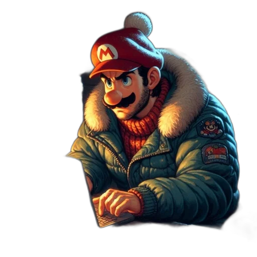 jacket, hat, creature, face, pixel art, concept art, 3d render, fantasy art transparent PNG cut-out