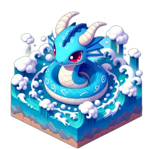 dragon, creature, animal, concept art, fantasy art, pixel art, 3d render, underwater transparent PNG cut-out
