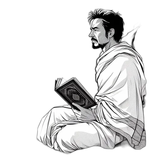 dragon, comic book art, fantasy art, concept art, pencil sketch, man, traditional, attire transparent PNG cut-out