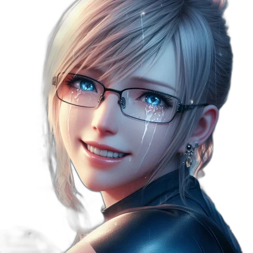 face, staff, robot, photorealistic, anime, fantasy art, concept art, blue transparent PNG cut-out