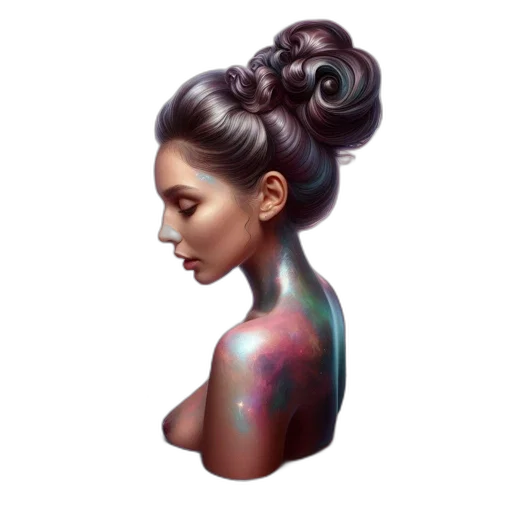 hair, face, jewelry, dress, concept art, fantasy art, photorealistic, oil painting transparent PNG cut-out