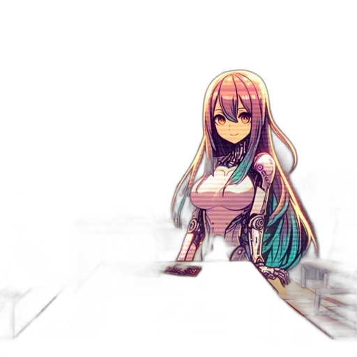 robot, sword, weapon, staff, pixel art, anime, concept art, fantasy art transparent PNG cut-out