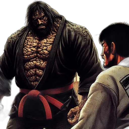 comic book art, concept art, two, individuals, stand, within, wooden-walled, dojo transparent PNG cut-out