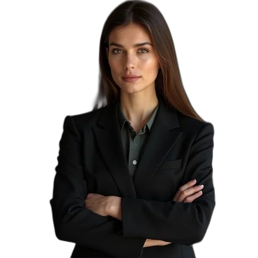 staff, jacket, jewelry, face, photorealistic, professional, paralegal transparent PNG cut-out