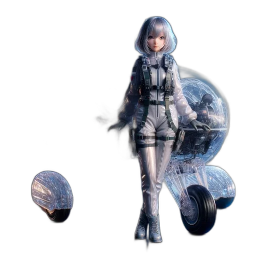 robot, weapon, concept art, 3d render, fantasy art, pixel art, outer space, blue transparent PNG cut-out