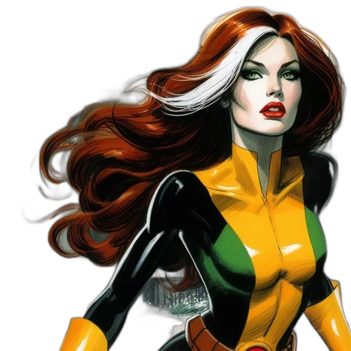comic book art, concept art, fantasy art, cartoon, golden, woman, red, hair transparent PNG cut-out