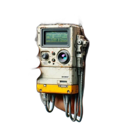robot, staff, weapon, cyberpunk, 3d render, concept art, weathered, sony transparent PNG cut-out
