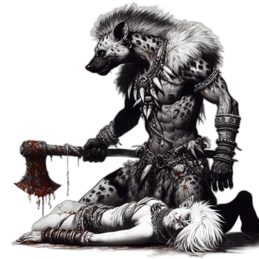 animal, creature, weapon, sword, fantasy art, concept art, comic book art, photorealistic transparent PNG cut-out