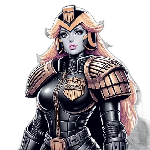 comic book art, concept art, fantasy art, cartoon, woman, futuristic, black, gold transparent PNG cut-out