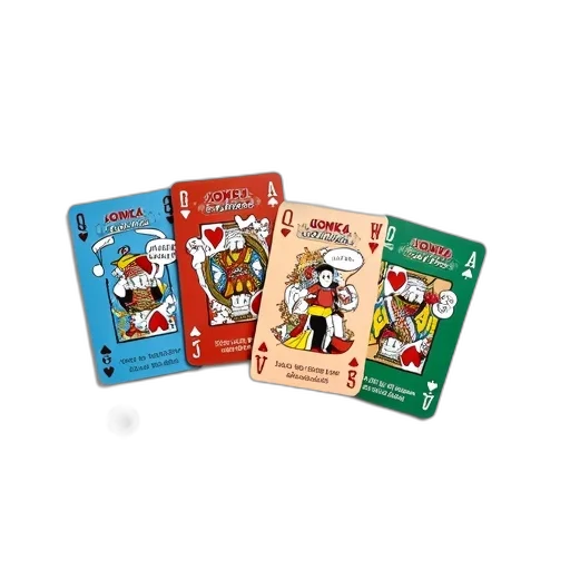 collection, colorful, illustrated, playing, cards, game, pieces, arranged transparent PNG cut-out