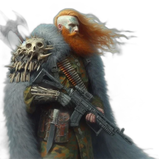 concept art, fantasy art, 3d render, photorealistic, man, red, hair, beard transparent PNG cut-out