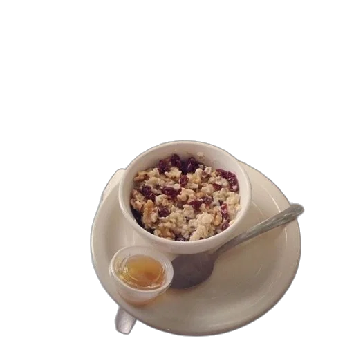 food, crown, weapon, 3d render, photorealistic, bowl, oatmeal, cranberries transparent PNG cut-out