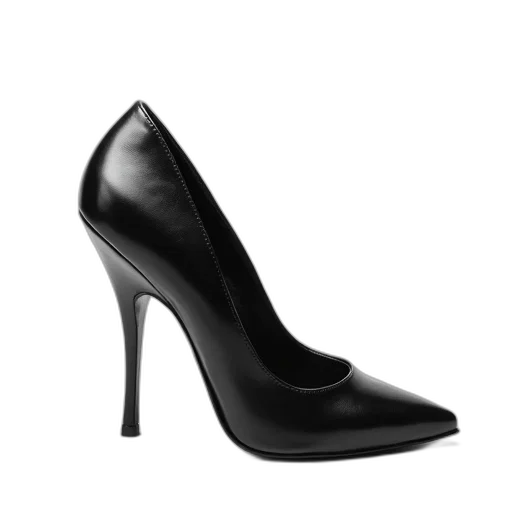 shoes, black, leather, high-heeled, shoe, pointed, toe, thin transparent PNG cut-out