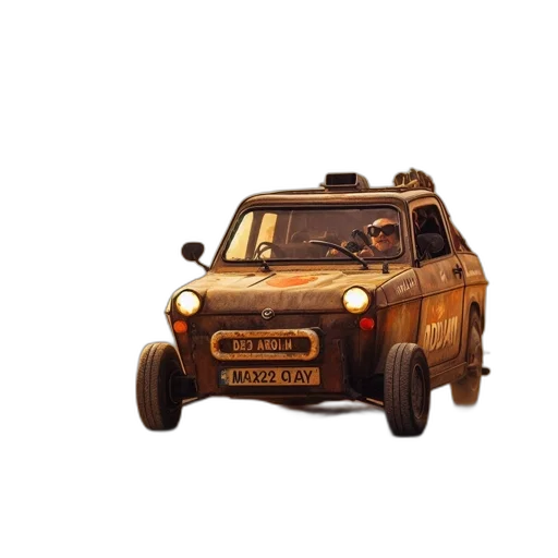 car, robot, weapon, 3d render, concept art, photorealistic, fantasy art, dusty transparent PNG cut-out