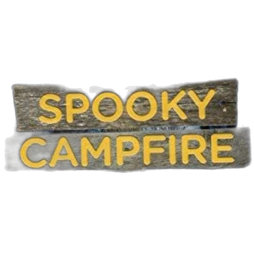 staff, rustic, wooden, sign, yellow, letters, reads, spooky transparent PNG cut-out