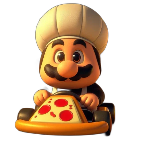 food, car, hat, animal, 3d render, concept art, photorealistic, mario transparent PNG cut-out
