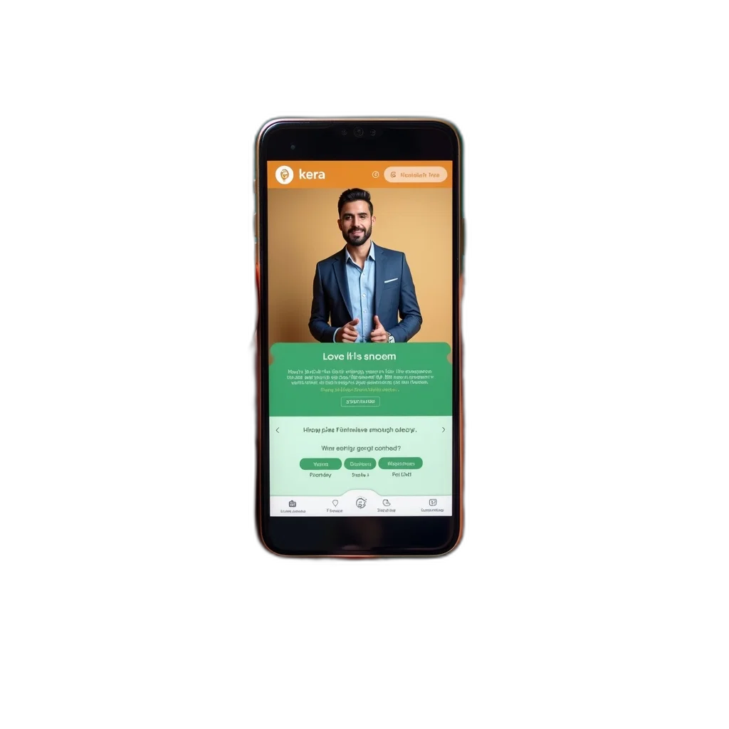 staff, person, holding, smartphone, displaying, website, green, orange transparent PNG cut-out