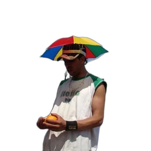 umbrella, hat, staff, mask, 3d render, photorealistic, oil painting, rain transparent PNG cut-out