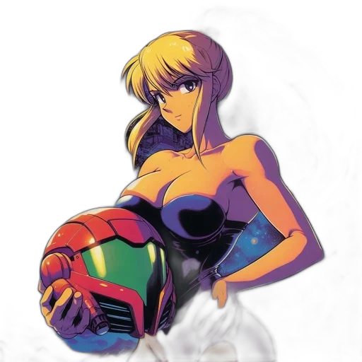robot, weapon, dress, concept art, pixel art, anime, vaporwave, colorful transparent PNG cut-out