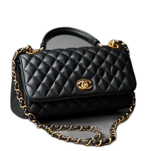 black, leather, chanel, handbag, quilted, pattern, gold-tone, hardware transparent PNG cut-out