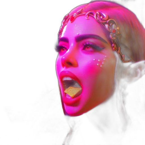 face, mask, crown, creature, vaporwave, 3d render, photorealistic, concept art transparent PNG cut-out