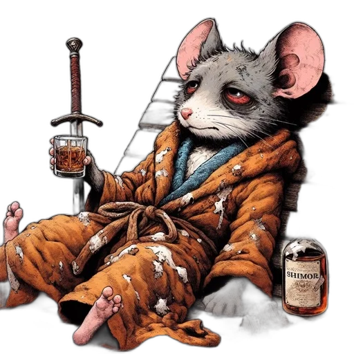 jacket, animal, concept art, comic book art, fantasy art, cyberpunk, mouse, stained transparent PNG cut-out