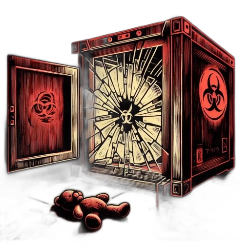 furniture, concept art, broken, biohazard, box, spills, shattered, glass transparent PNG cut-out