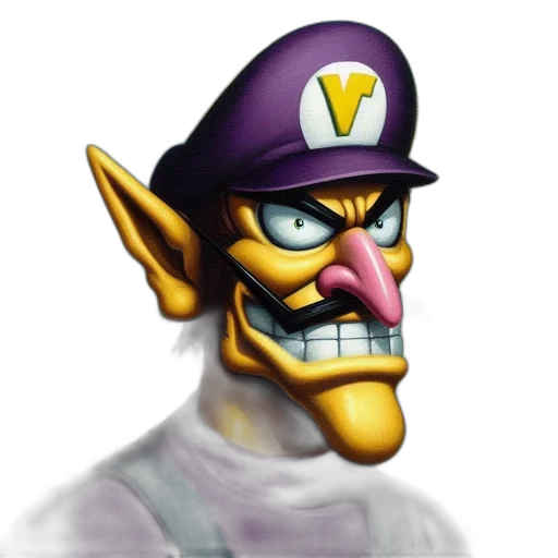 face, mask, hat, concept art, 3d render, photorealistic, pixel art, waluigi transparent PNG cut-out