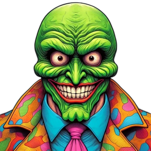 face, mask, creature, photorealistic, concept art, comic book art, green-skinned, bald transparent PNG cut-out