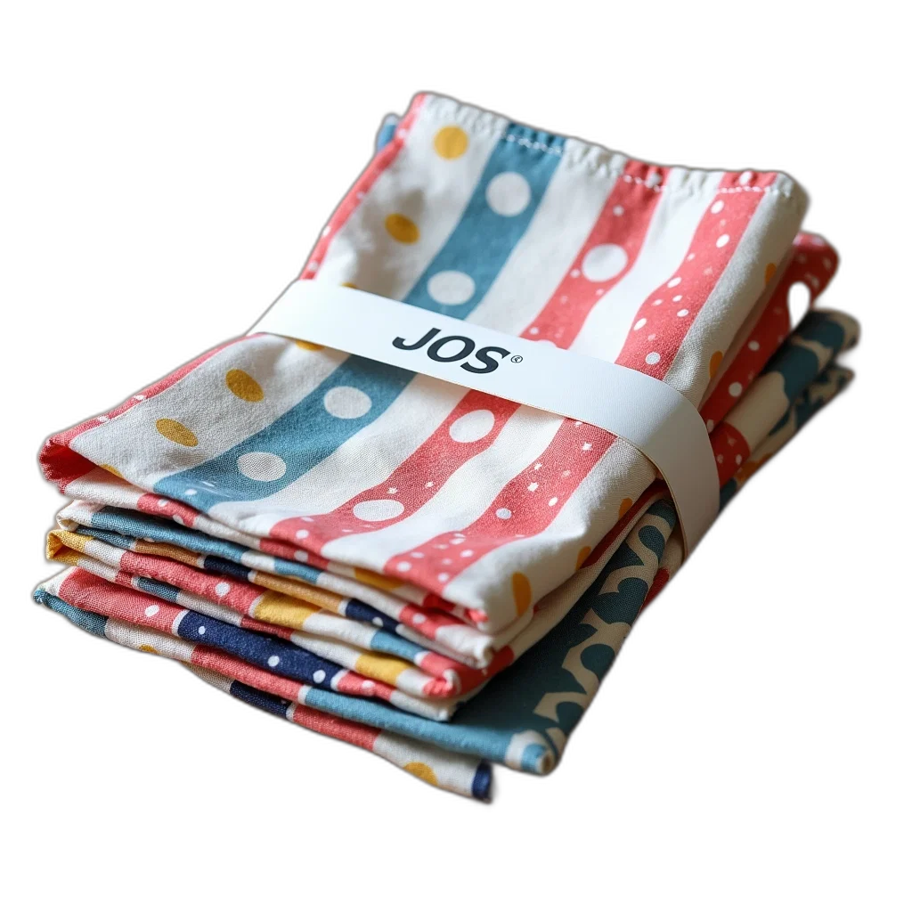 stack, colorful, cloth, napkins, variety, patterns, designs, including transparent PNG cut-out