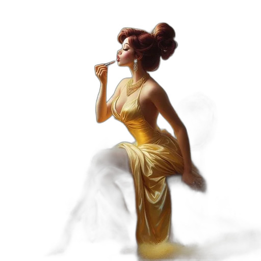 dress, staff, concept art, fantasy art, photorealistic, oil painting, fire, golden transparent PNG cut-out