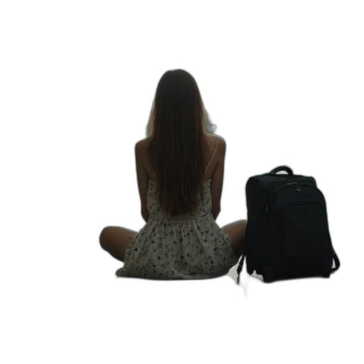 jacket, dress, hair, staff transparent PNG cut-out