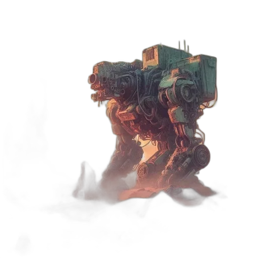 robot, weapon, creature, staff, concept art, fantasy art, 3d render, watercolor transparent PNG cut-out