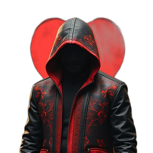 jacket, mask, cyberpunk, concept art, red, game, cover, dada transparent PNG cut-out