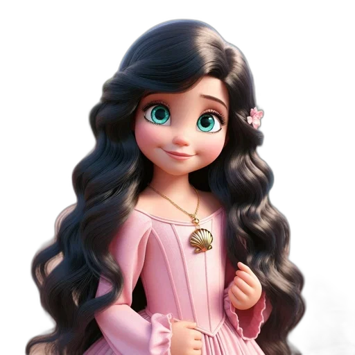dress, hair, jewelry, 3d render, cartoon, photorealistic, fantasy art, pastel transparent PNG cut-out