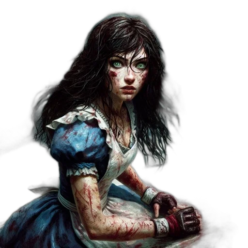 fantasy art, comic book art, concept art, photorealistic, distraught, young, woman, blue transparent PNG cut-out