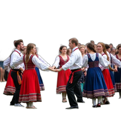group, people, traditional, scandinavian, folk, costumes, performing, dance transparent PNG cut-out