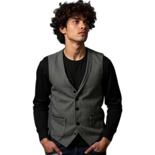 jacket, staff, face, photorealistic, dark, earth tones, monochrome, man transparent PNG cut-out