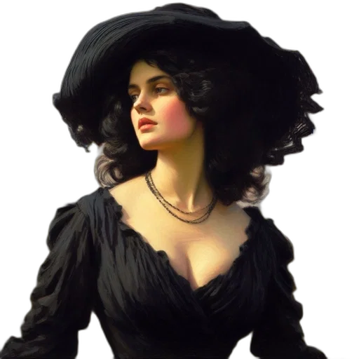 dress, hat, crown, face, photorealistic, oil painting, fantasy art, concept art transparent PNG cut-out