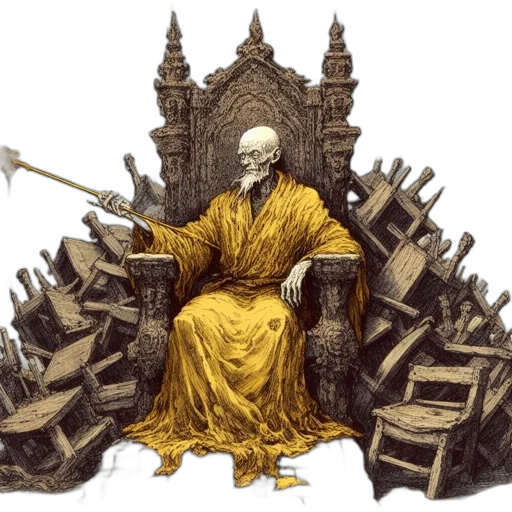 furniture, crown, staff, concept art, comic book art, fantasy art, pixel art, isolated transparent PNG cut-out